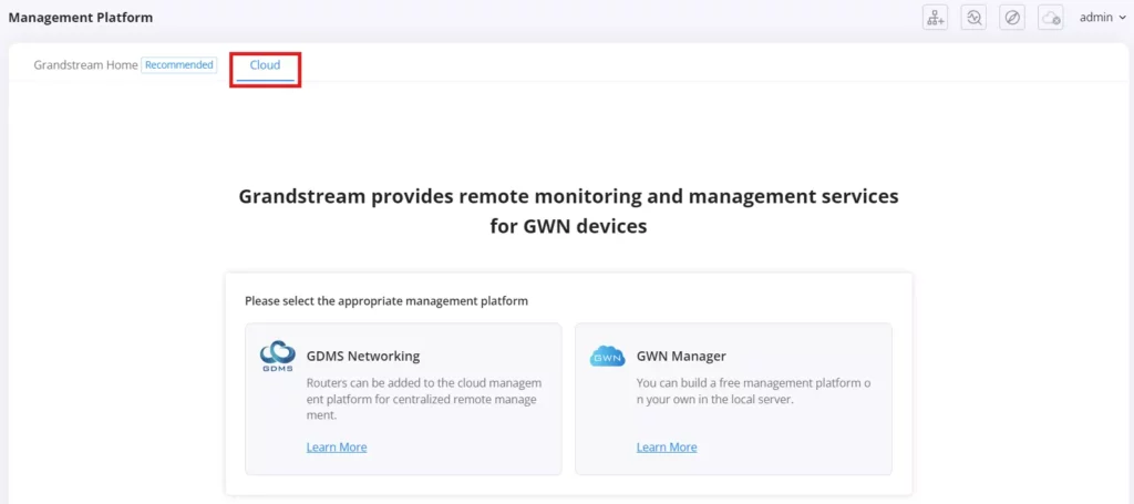 GWN7062ET Cloud - Documentation Center