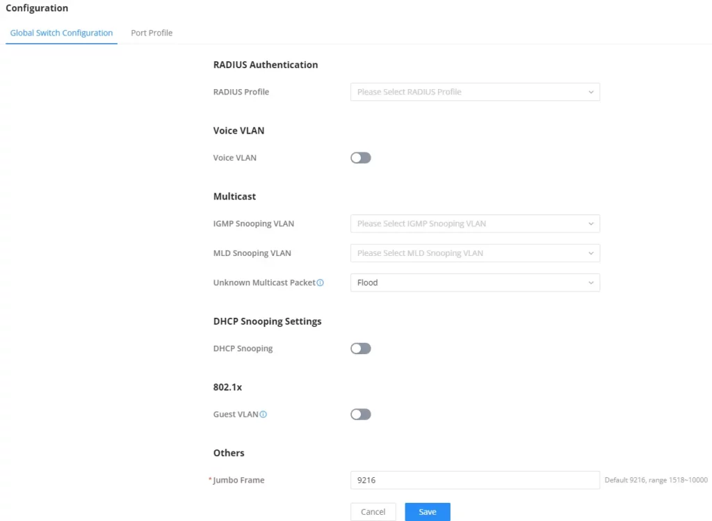 Global Switch Configuration - Documentation Center