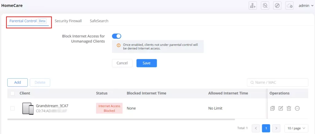 Parental Control - Documentation Center