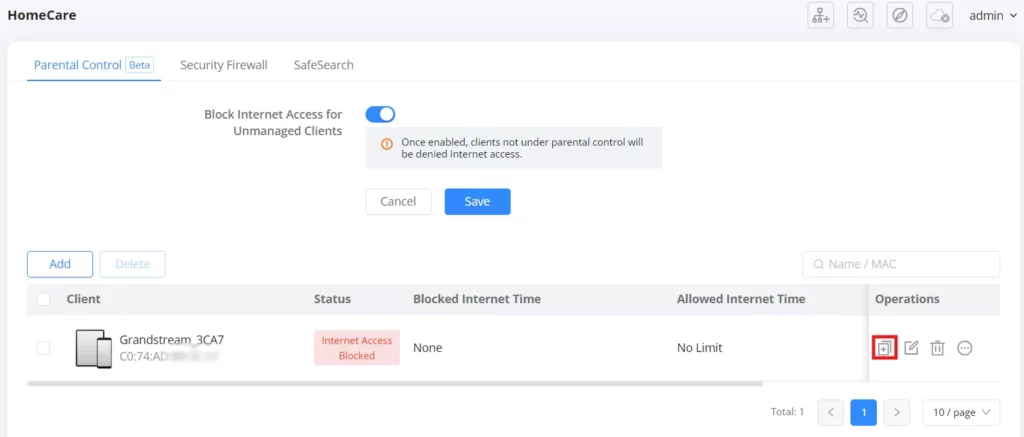 Parental Control - Apply to other devices - Documentation Center