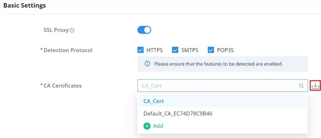 SSL Proxy - Download the CA certificate - Documentation Center