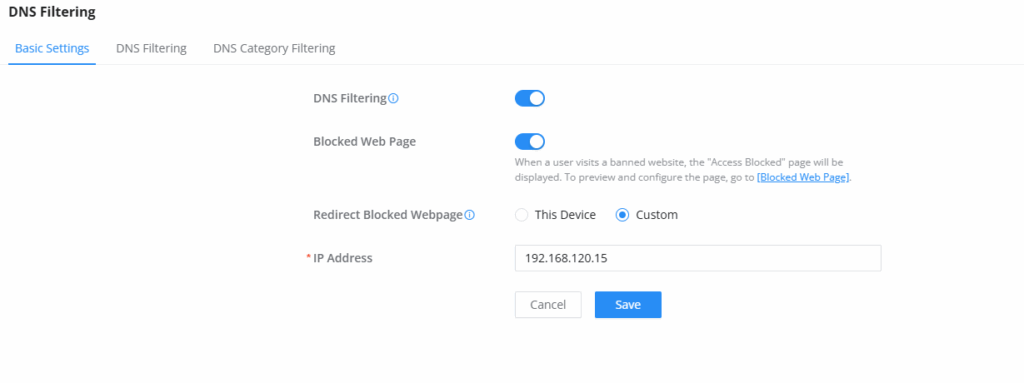 DNS Filtering Basic Settings - Documentation Center