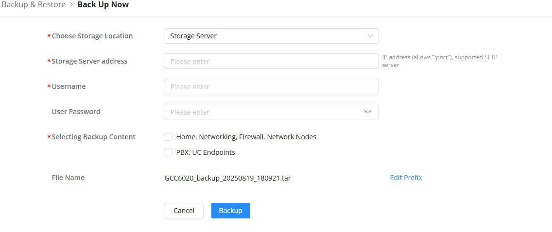 GCC6020 Back Up Now Storage Server - Documentation Center