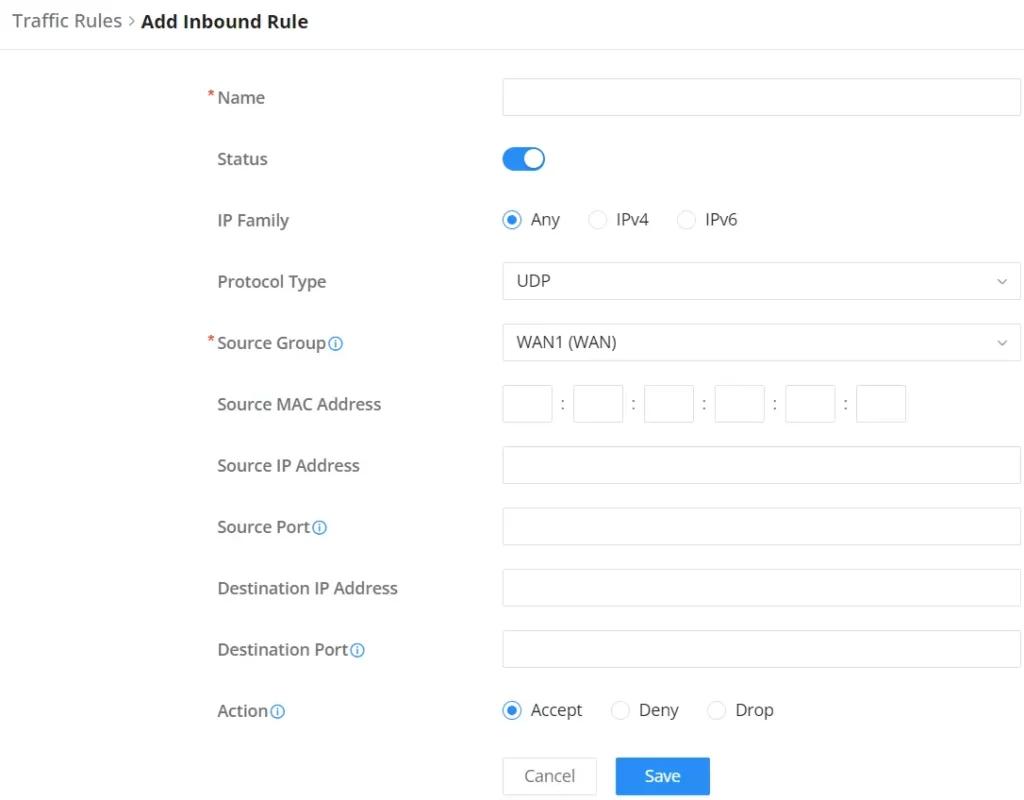 inbound rules 70x2 - Documentation Center