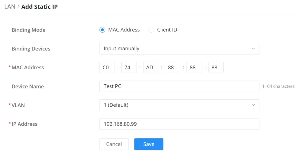 lan add static gcc601x - Documentation Center