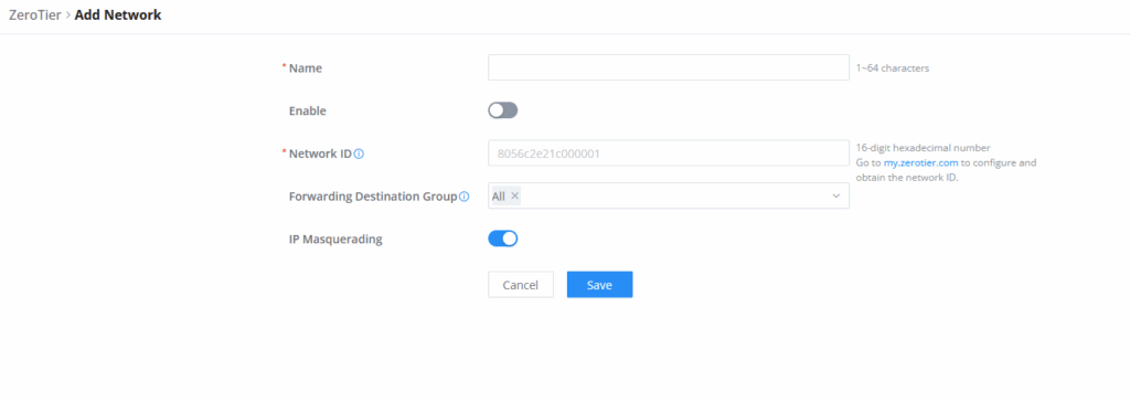 zerotier_add network - Documentation Center