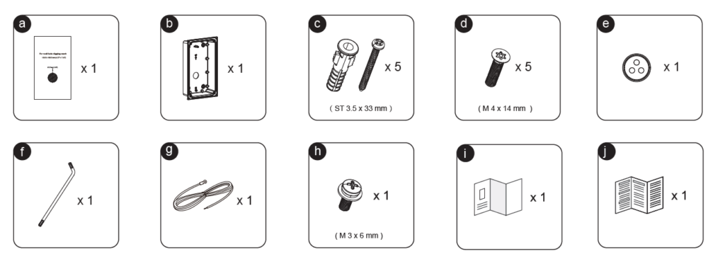 Package Content - Documentation Center Instruction card with printed text and a circular symbol (item a) — x1 for this part of the kit.