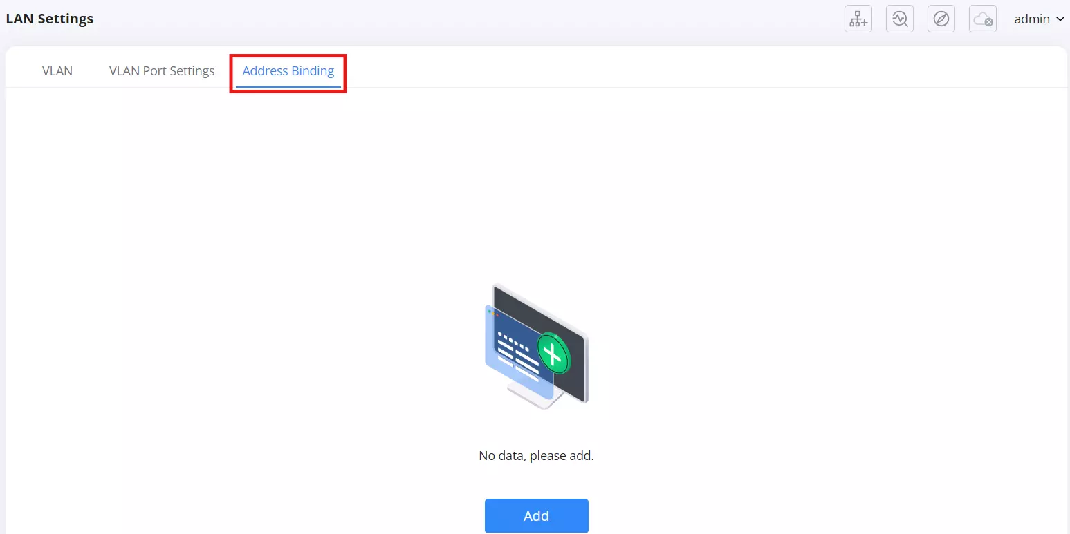 1 advanced → internet settings → lan settings - click on the add button to add the address binding - Documentation Center