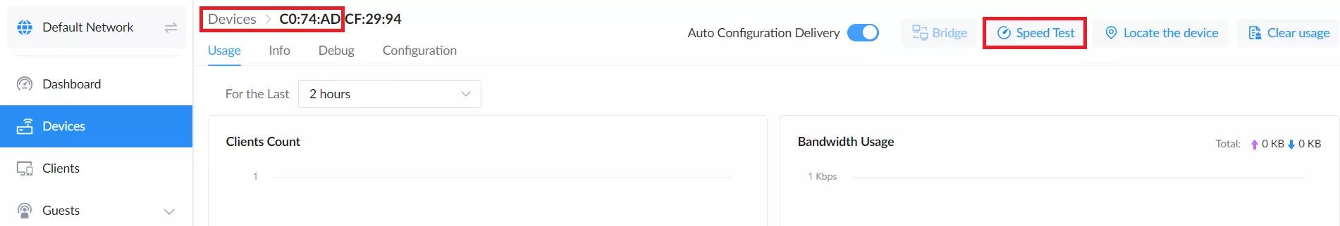 13 once we click on the device like an access point we can find the option for speed test - Documentation Center