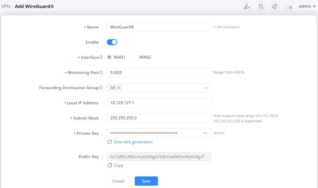 3 afrer clicking on the wireguard vpn - Documentation Center