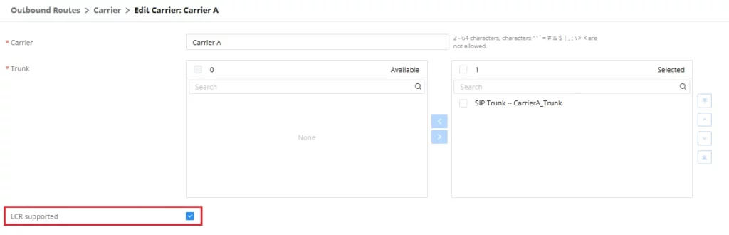 LCR_Supported_Option - Documentation Center