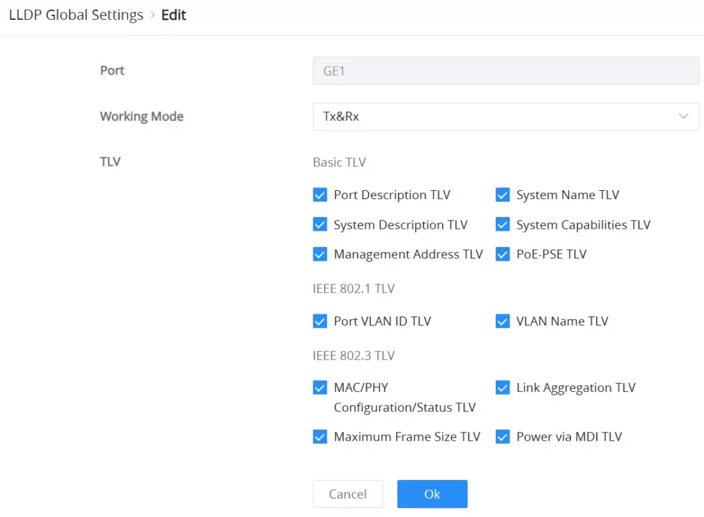 LLDP Edit port - Documentation Center