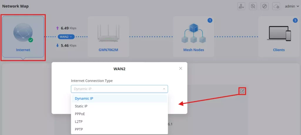 Network Map - Internet - Edit WAN - Documentation Center