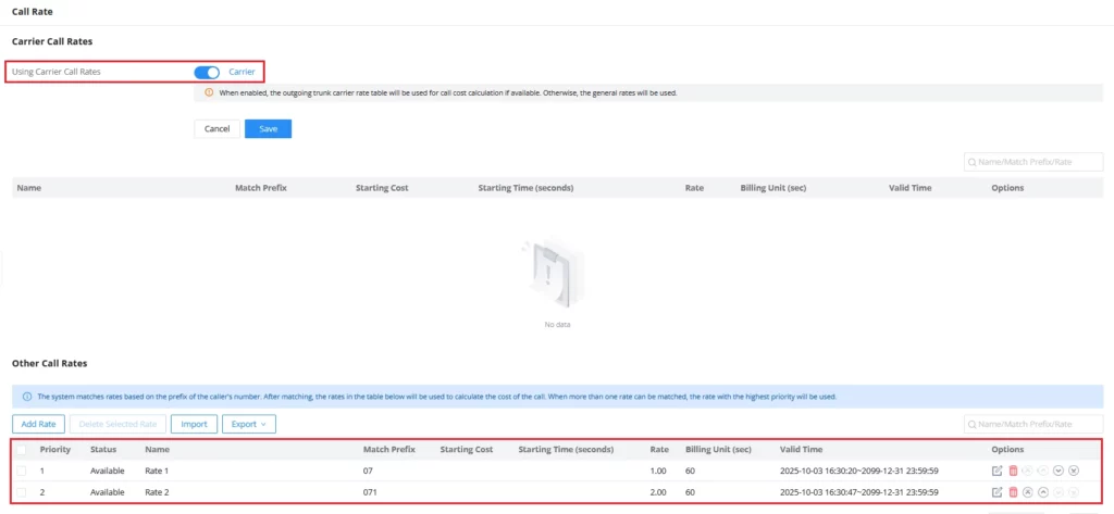Other_Call_Rates_Test_Configuration - Documentation Center