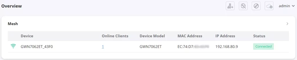 Overview - part 2 - Mesh router is connected - Documentation Center