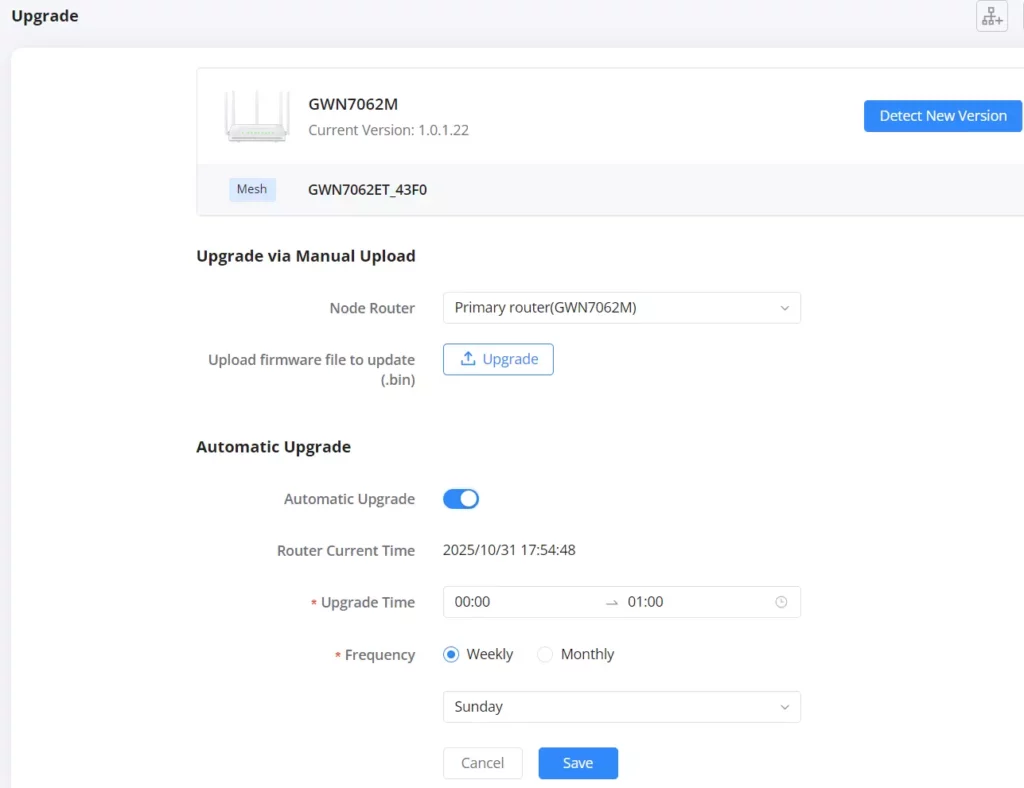 Upgrade - Detect New Firmware - Documentation Center