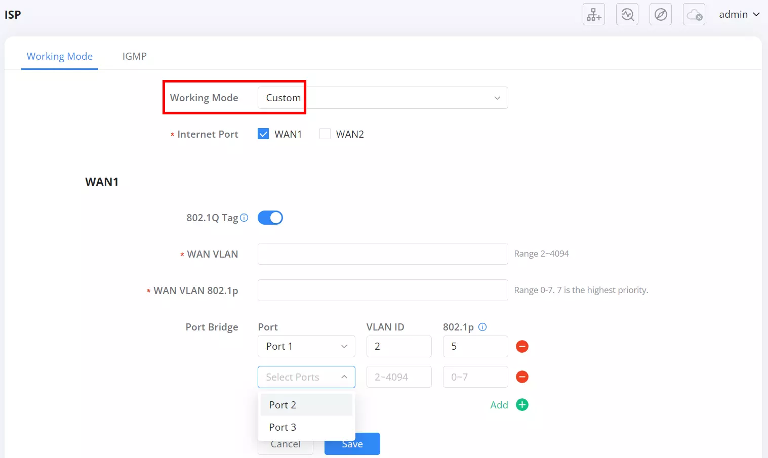 Working Mode custom - Documentation Center