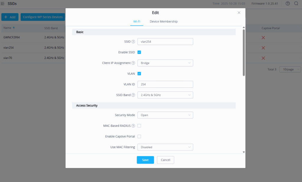 create new SSID - Documentation Center