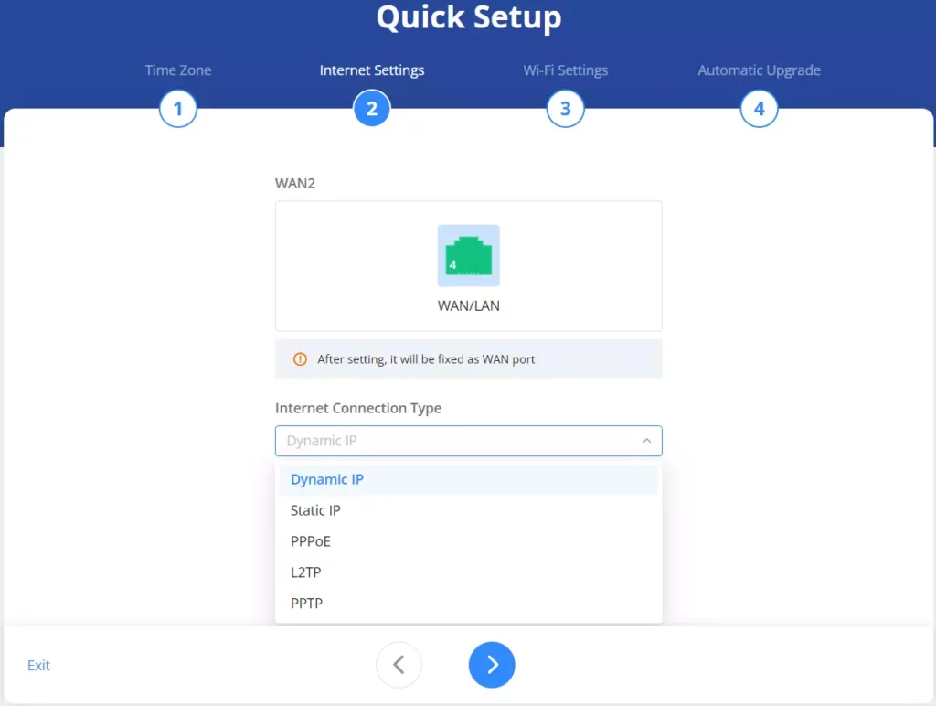 quick setup - internet settings - Documentation Center