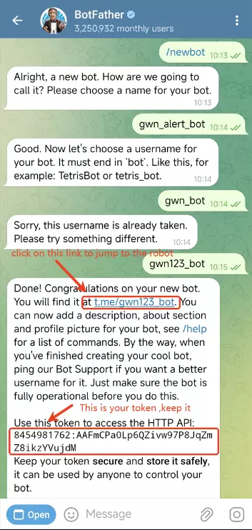 3 telegram token and link - Documentation Center