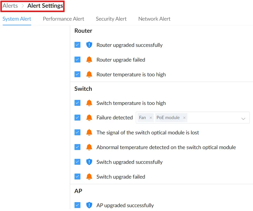 4 on gdms networkig or GWN manger alters → alerts settings enable which notifiations - Documentation Center