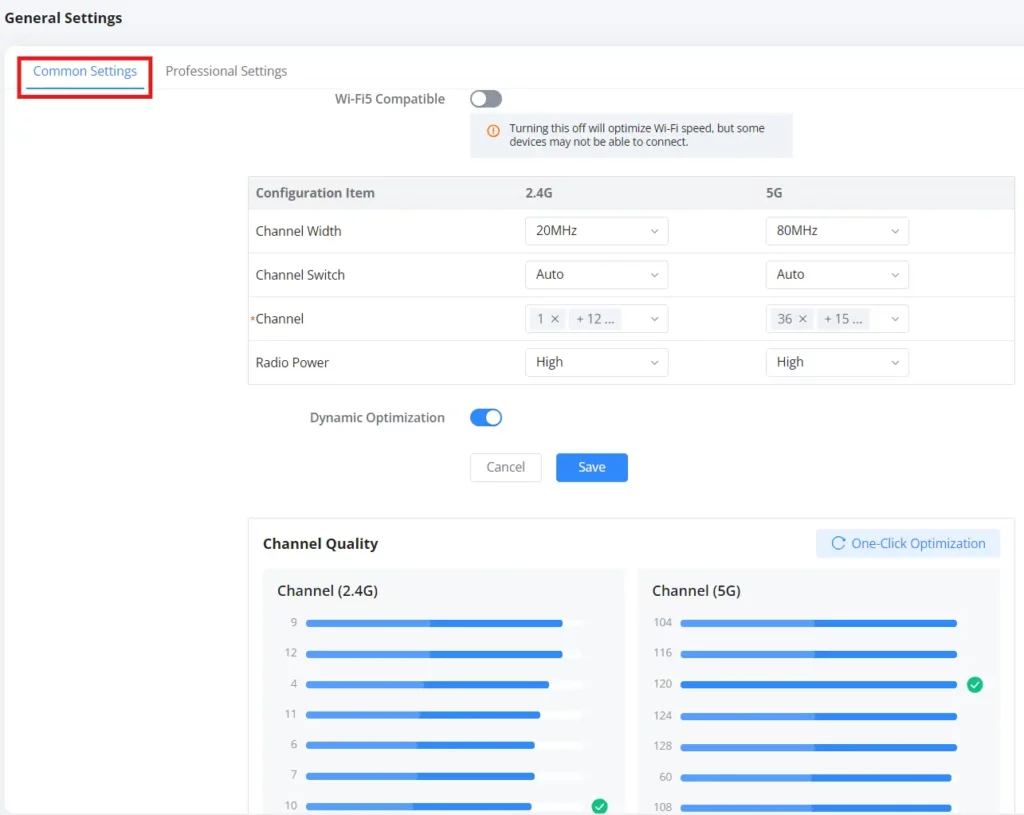 Wi-Fi General - Common Settings - Documentation Center