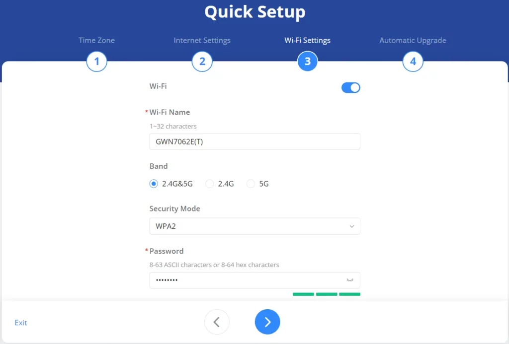 quick setup added also wifi toggle on or ff on thequick setup - Documentation Center