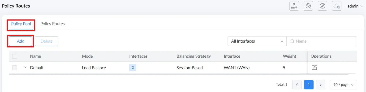 1 policy routes → policy pool to add click on add button - Documentation Center