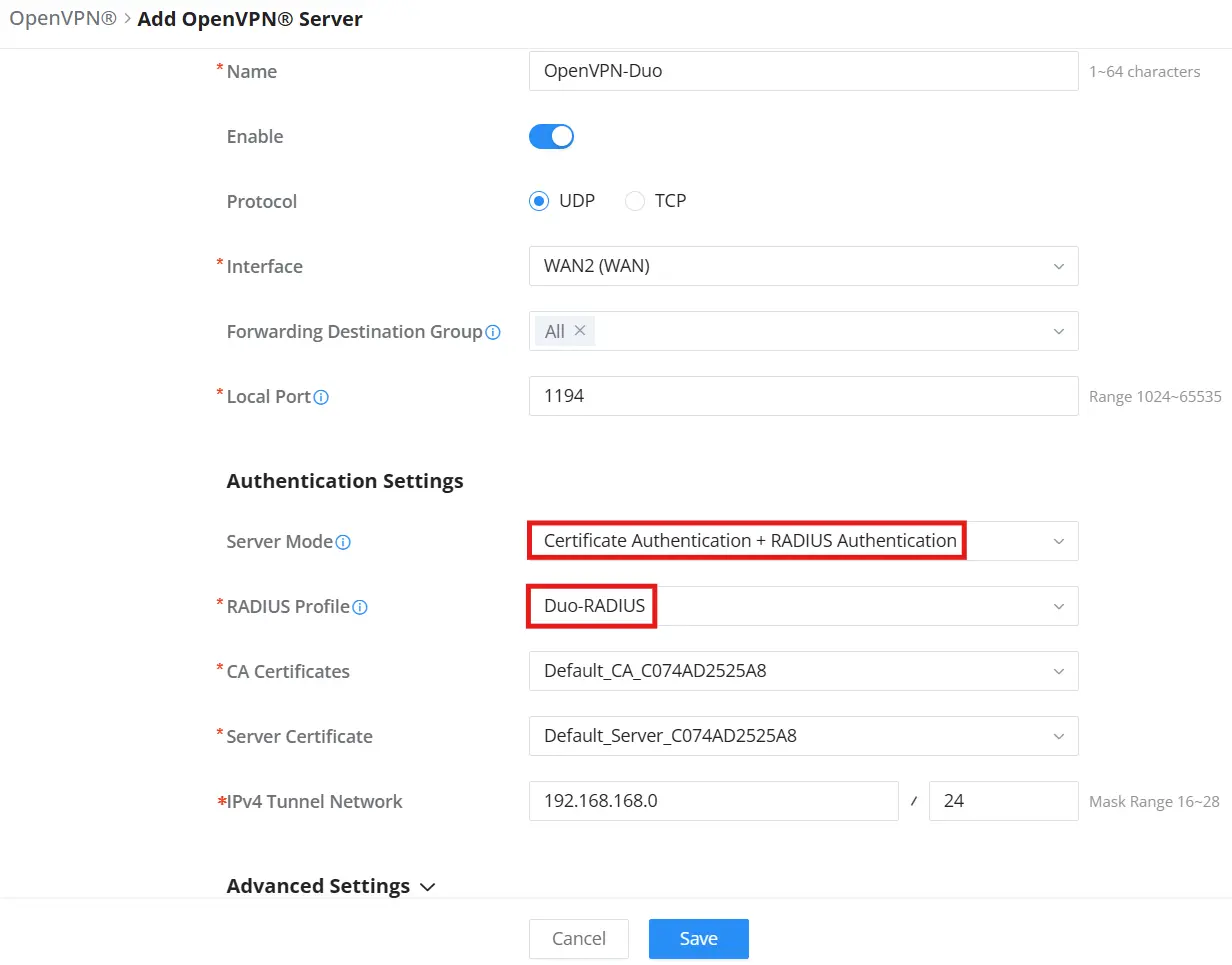 2 under openvpn server page - Documentation Center