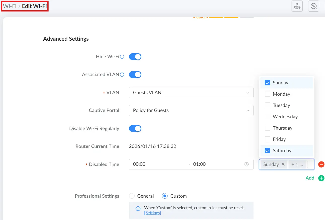 3 wi-fi settings → wifi page click on add or edit advanced section - Documentation Center