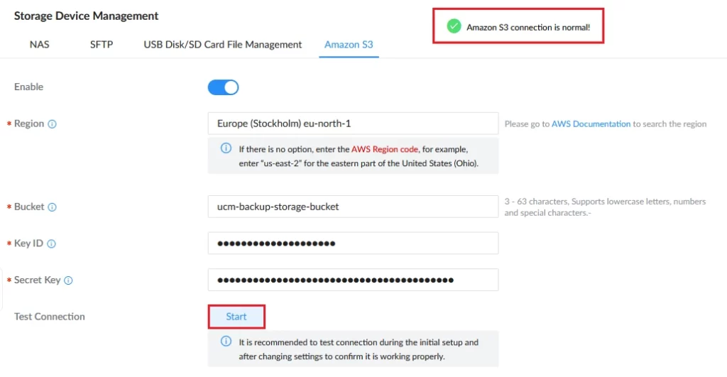 Amazon_Connection_Test_Successful - Documentation Center