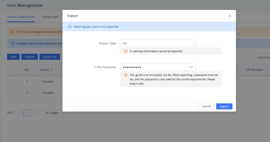Export IC Cards - Documentation Center