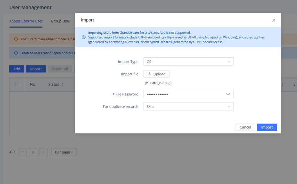 Import card information - Documentation Center