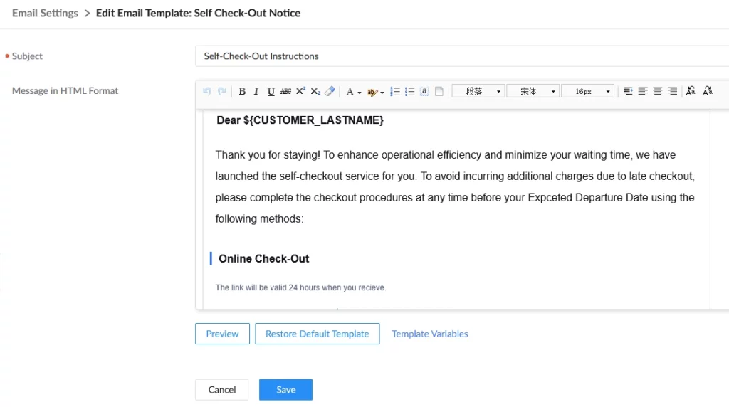Self-Check-Out_Notice_Email_Template - Documentation Center