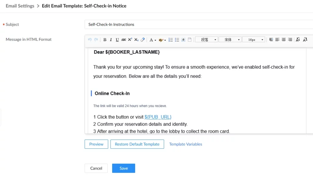 Self-Check-in_Notice_Email_Template - Documentation Center