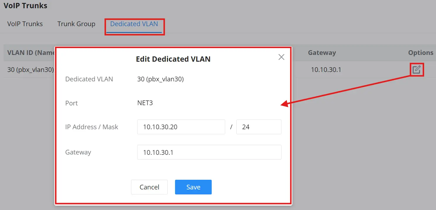 Step 2 Configure Static IP on PBX VLAN Interface - Documentation Center