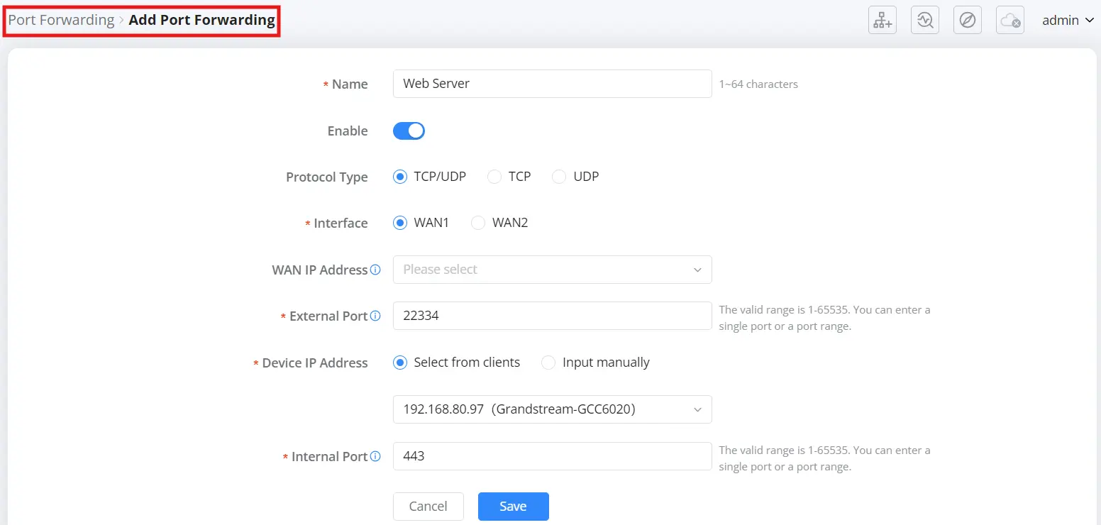 add port forwarding - Documentation Center