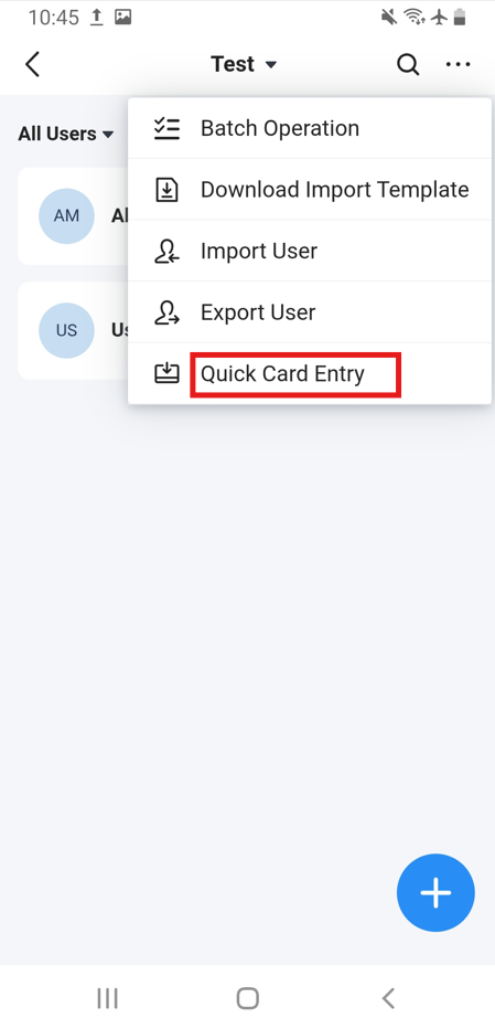 add quick entry card - Documentation Center