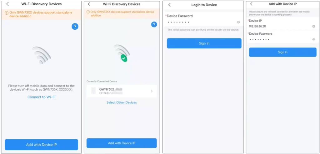 connect using wifi or device ip address - Documentation Center