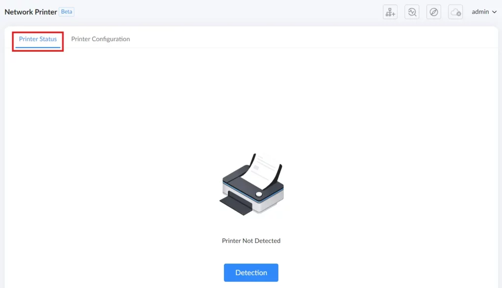 1 Router web ui → advanced → usb application → network printer page → printer status first time click detection - Documentation Center