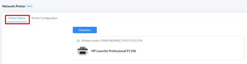 2 Router web ui → advanced → usb application → network printer page → printer status when the router detect teh print it will be shown here - Documentation Center