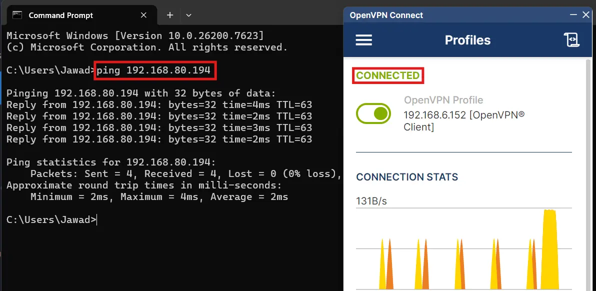 4 access the devices in teh lan behind hte router or ping in openvpn server we add 192168801 thus we can reach this subnet or ping devices in it - Documentation Center