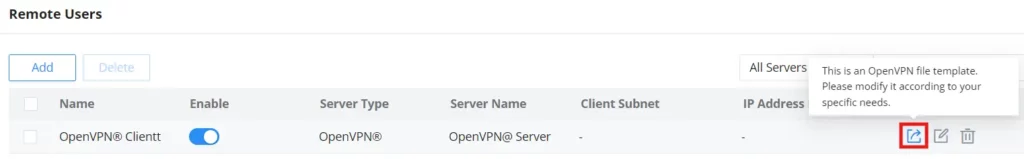 7 once the remote user is crated we cna downlaod the ovpn file form here this will be used on the client side later - Documentation Center