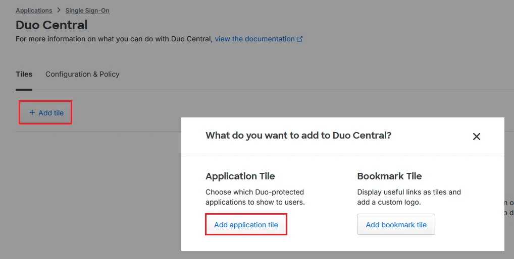 Add_DUO_Central_App_Tile - Documentation Center