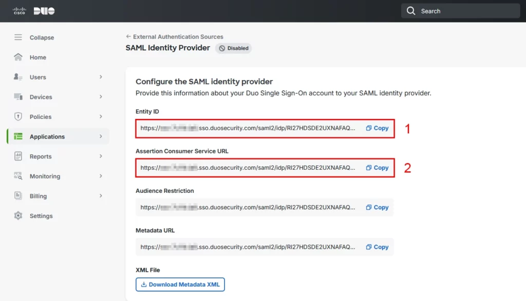 Copying_the_Entity_ID_and_ACS_URL - Documentation Center