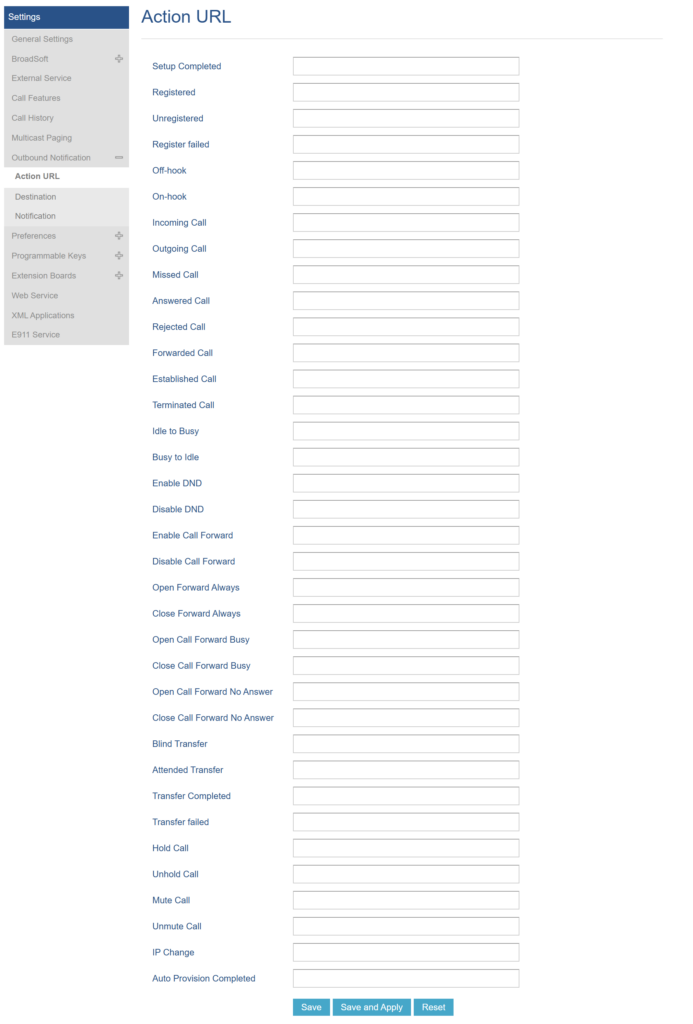 GXP21xx-actionURL - Documentation Center