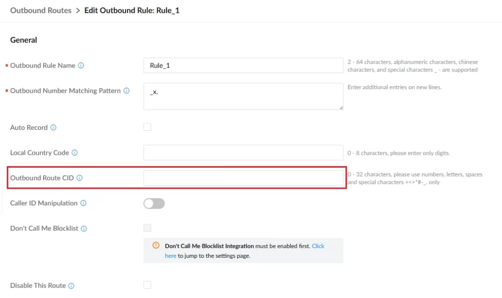 Outbound_Route_CID_Setting - Documentation Center
