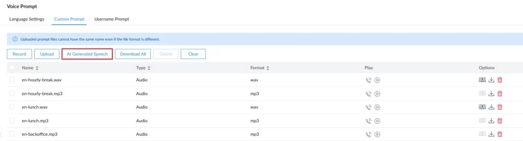 AI_Generated_Speech_ButtonCustom_prompts_Page - Documentation Center