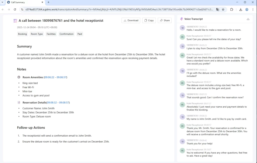 Call_TranscriptSummary_Page - Documentation Center