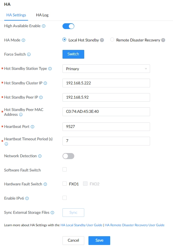 HA Settings Force Switch - Documentation Center